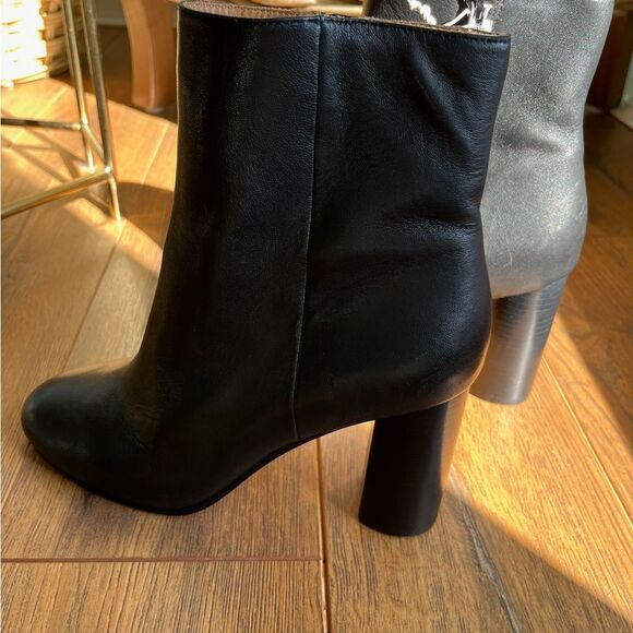 New Joie Lara Leather Ankle Boots Black Heel - Picture 7 of 10